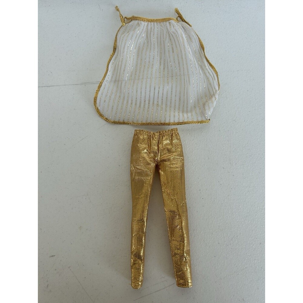Vintage 1980 Golden Dream Barbie #1874 Gold Pants Sheer Cape Outfit 2 Pc